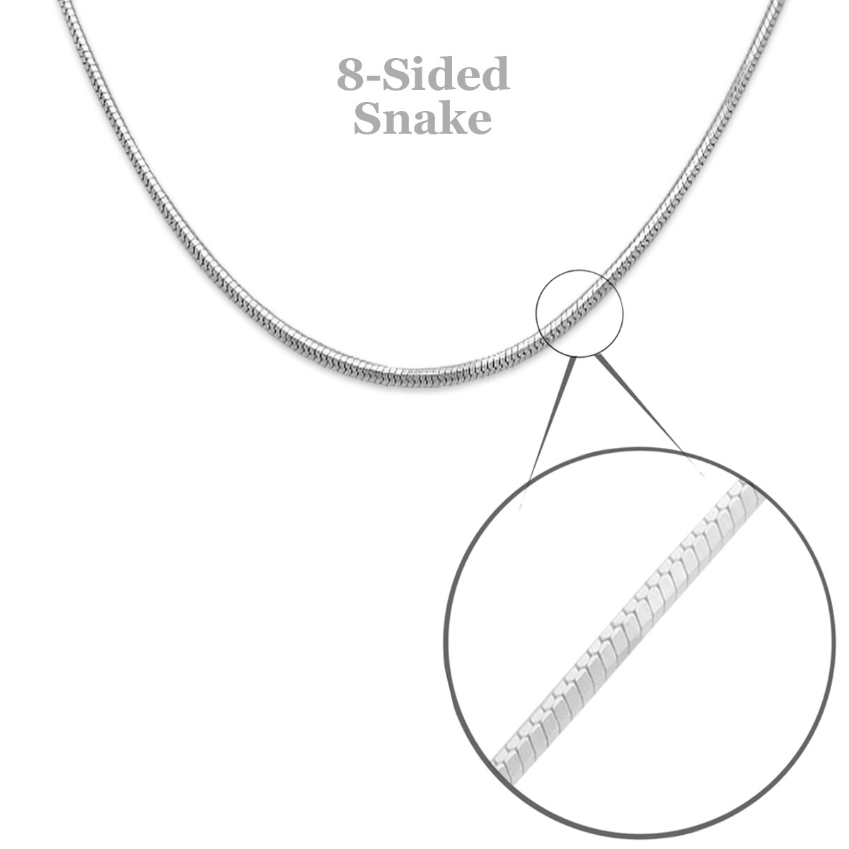 Sterling Silver 8-Sided Snake Chain 22"