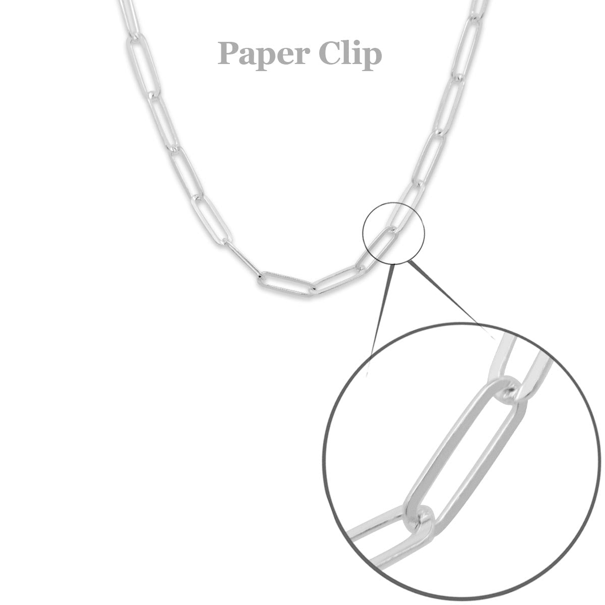 Sterling Silver Paper Clip Flat Wire Chain 20"