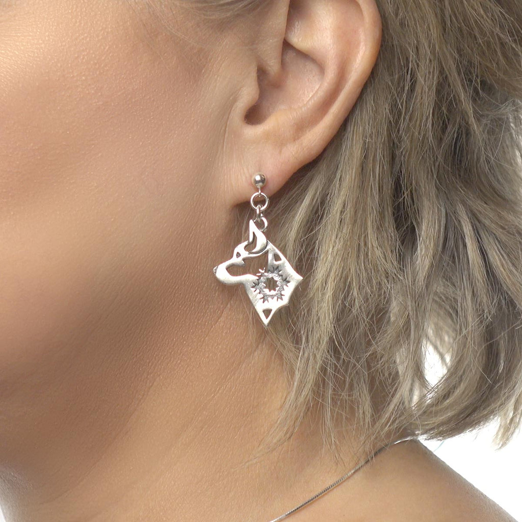 Alaskan Klee Kai Earrings in Sterling Silver