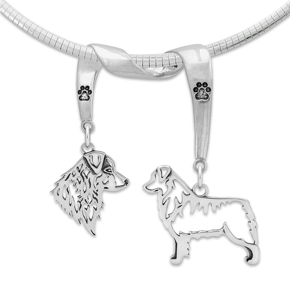 Australian Shepherd Luxury Necklace in Sterling SIlver