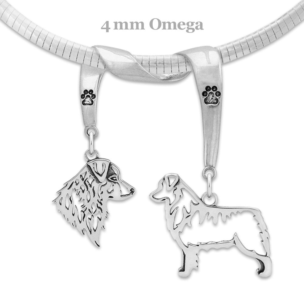 Australian Shepherd Luxury Necklace in Sterling SIlver