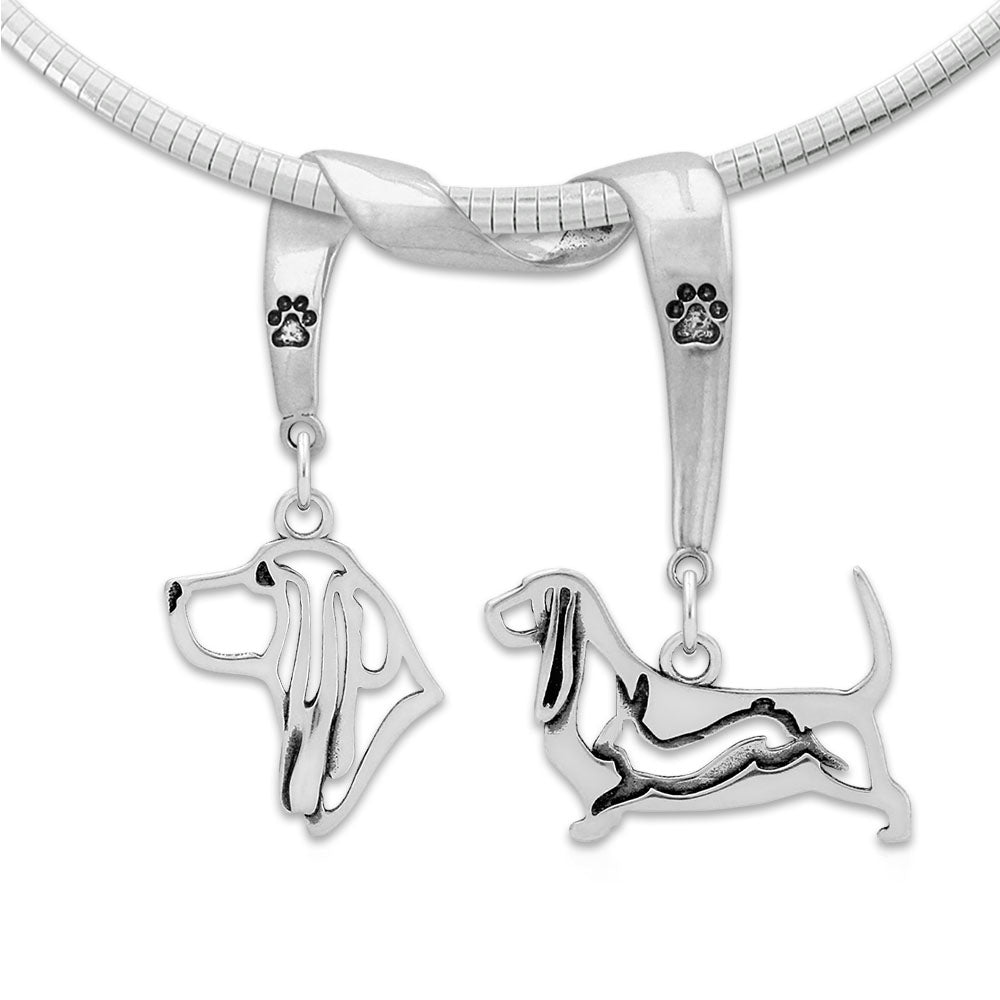 Basset Hound Luxury Necklace in Sterling Silver