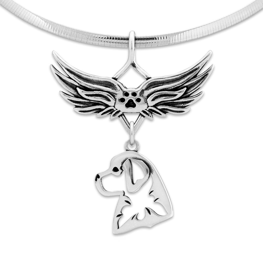 Bernese Mountain Dog Angel Wing Necklace