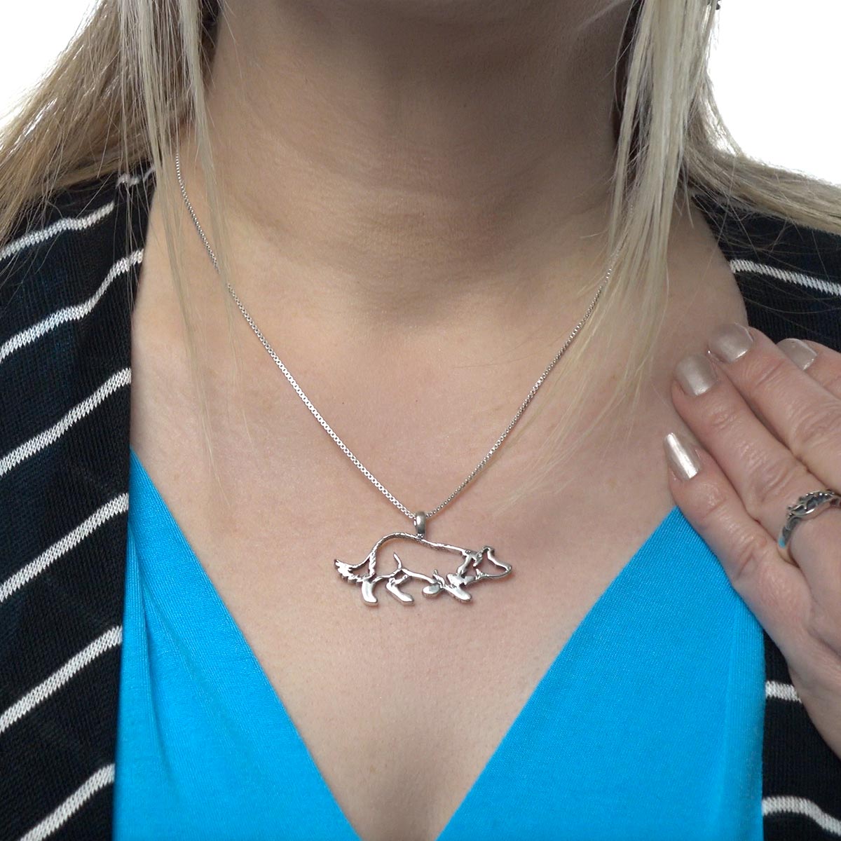 Sterling Silver Border Collie Necklace Jewelry