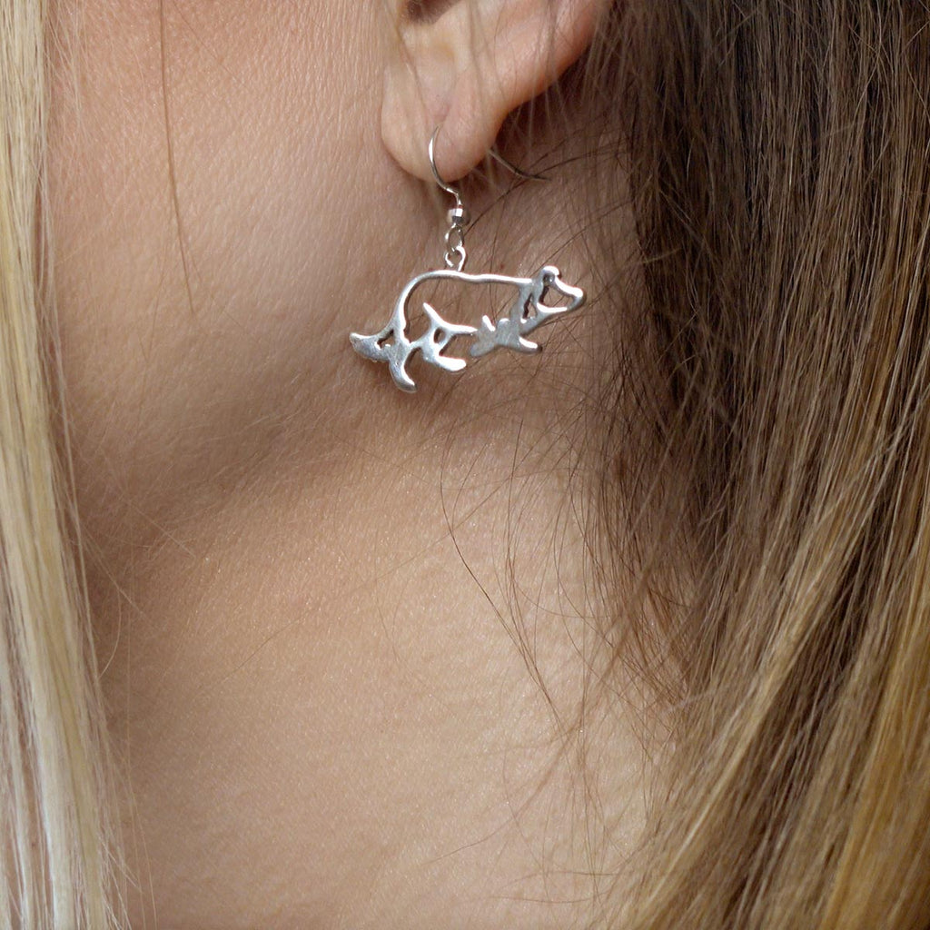 Sterling Silver Border Collie Dangle Earrings