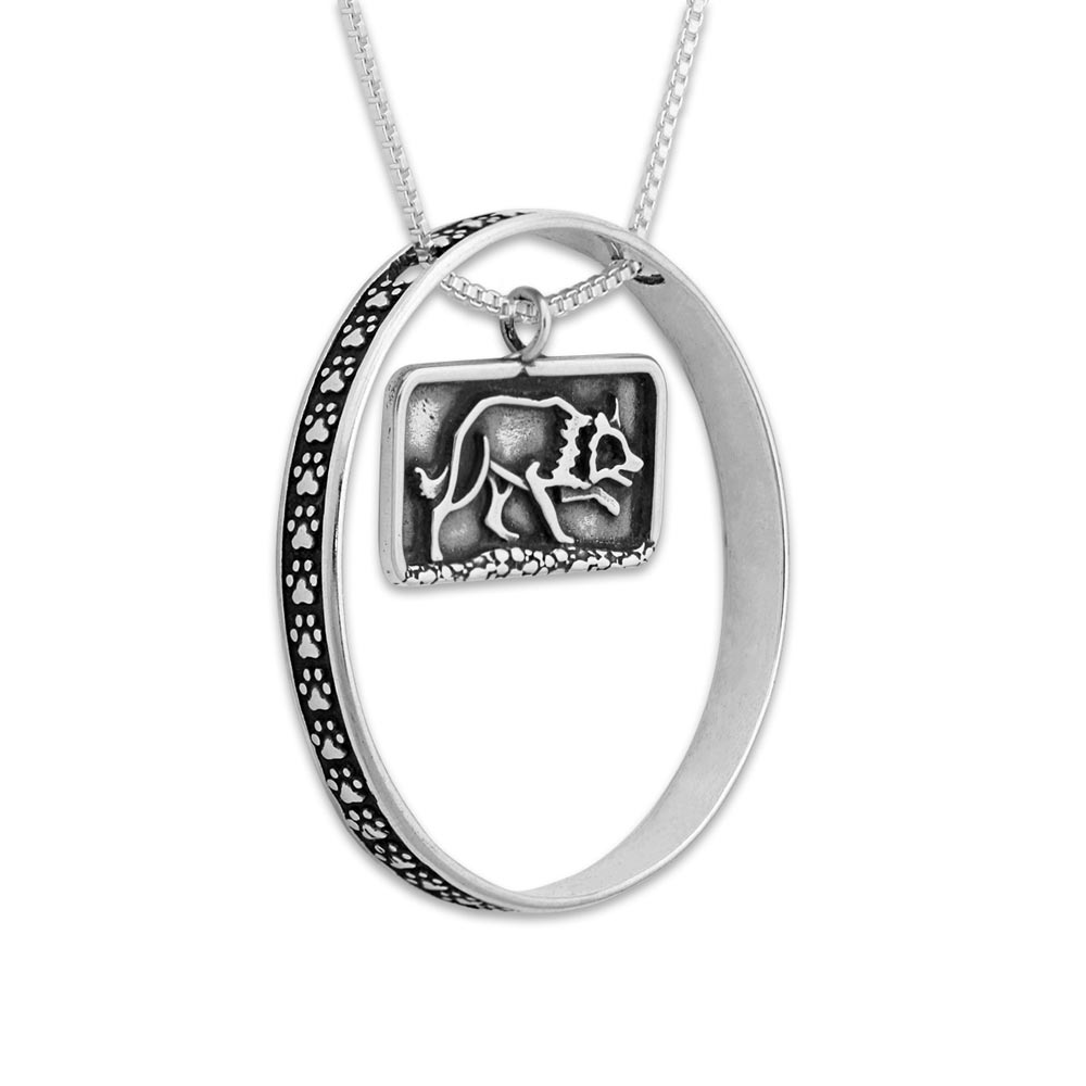 Sterling Silver Border Collie Statement Necklace
