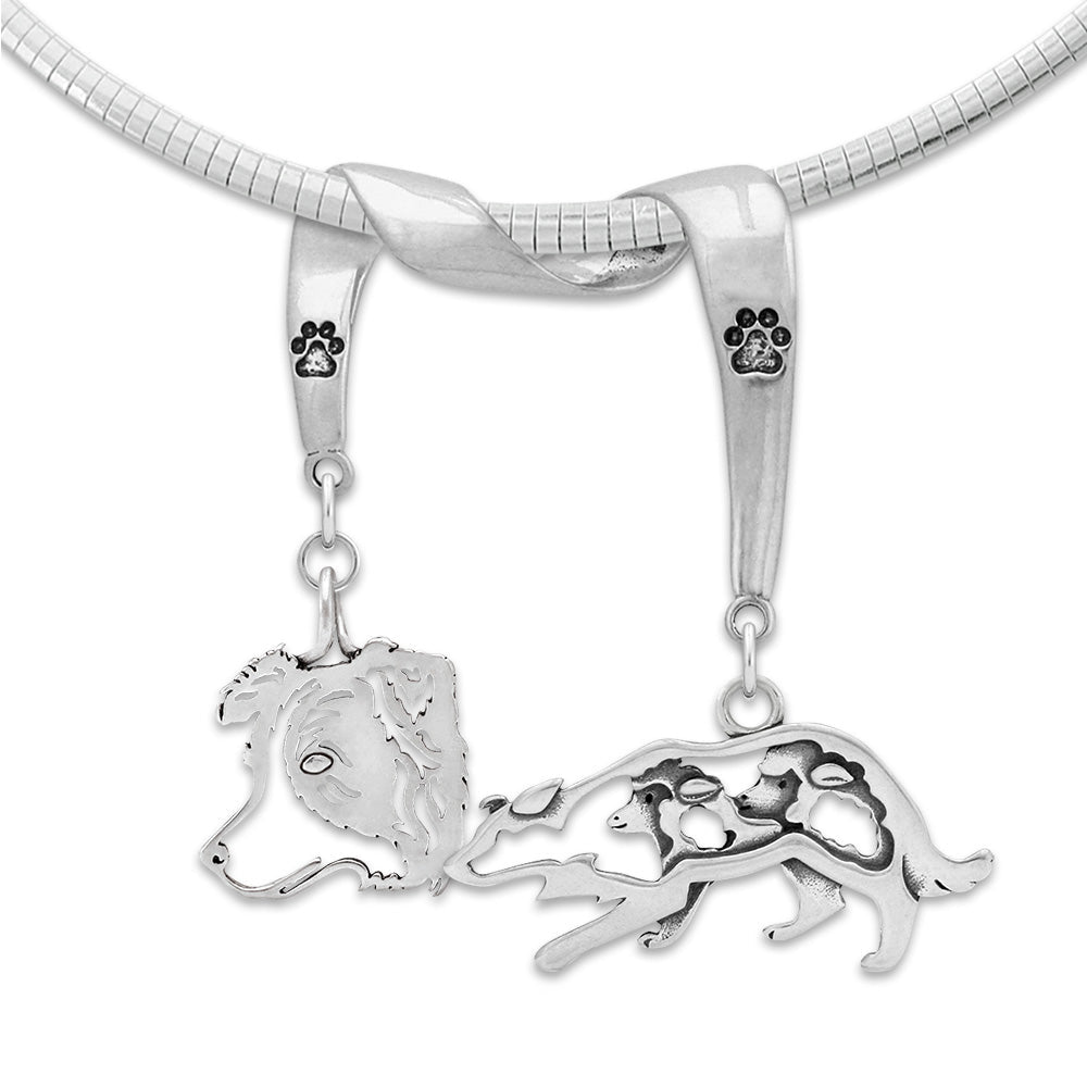 Border Collie Luxury Necklace in Sterling Silver