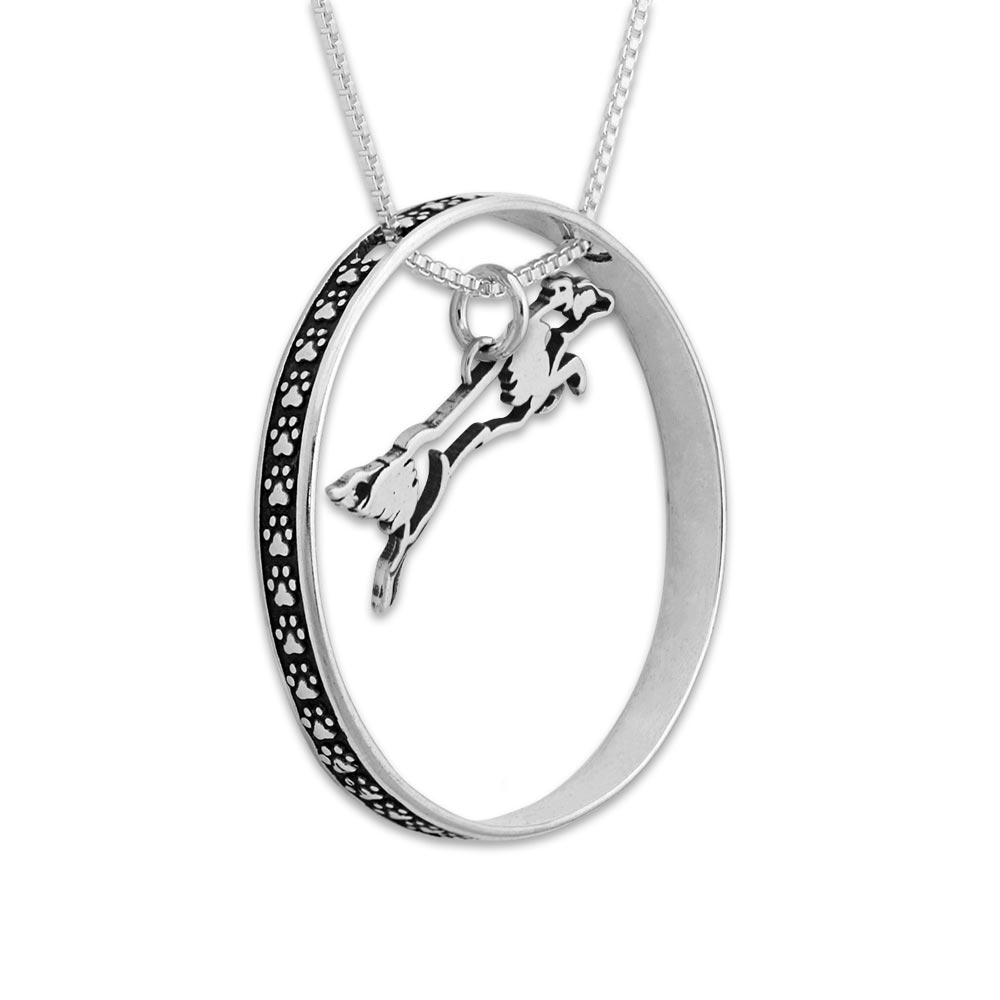 Popular Sterling Silver Border Collie Necklace