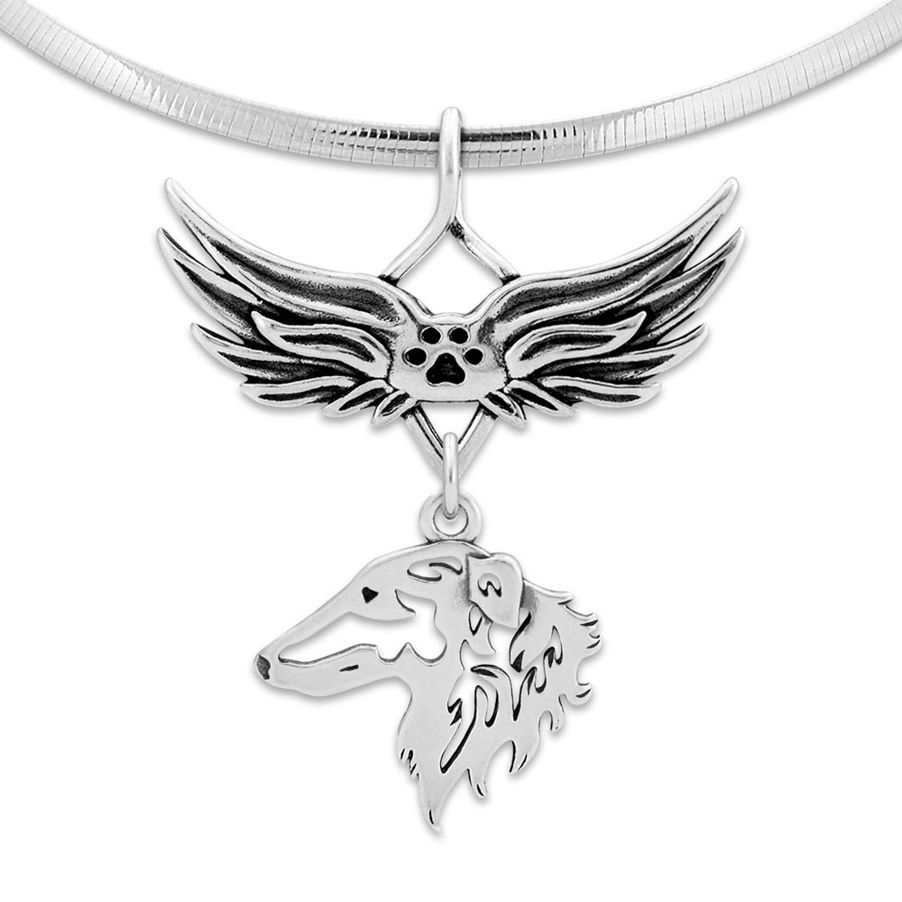 Borzoi Angel Wing Necklace