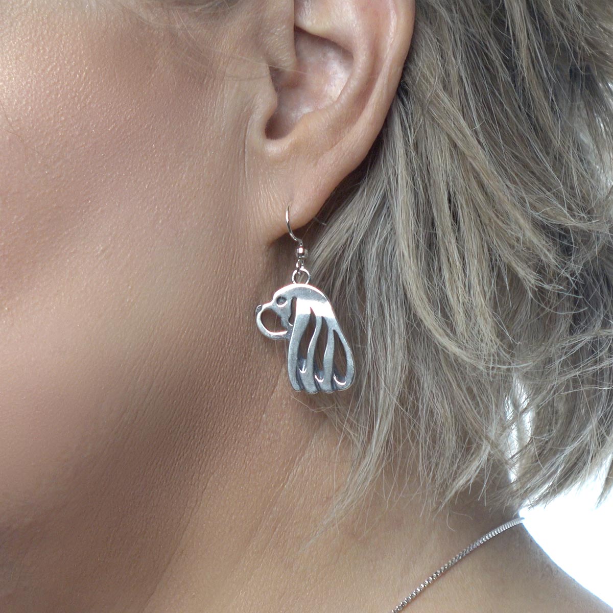 Cavalier King Charles Spaniel Earrings in Sterling Silver
