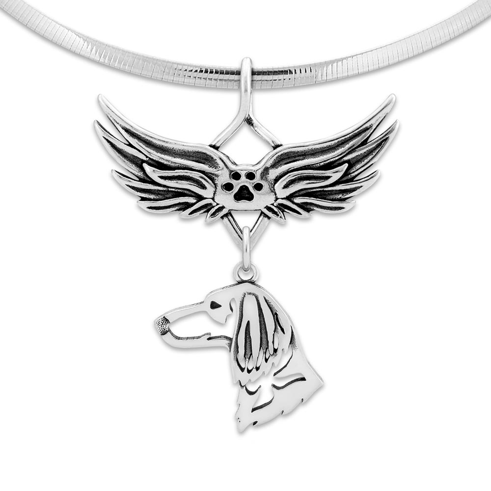 Dachshund Angel Wing Necklace - Longhaired