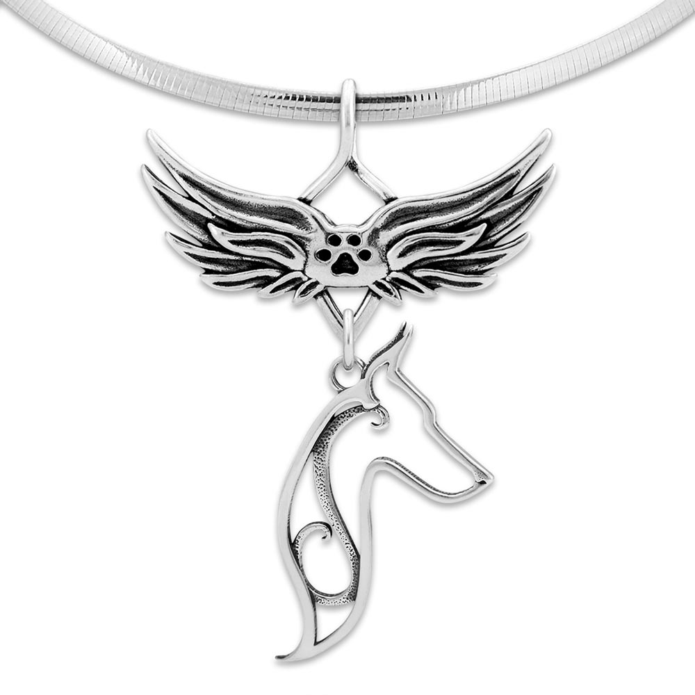 Doberman Pinscher Angel Wing Necklace
