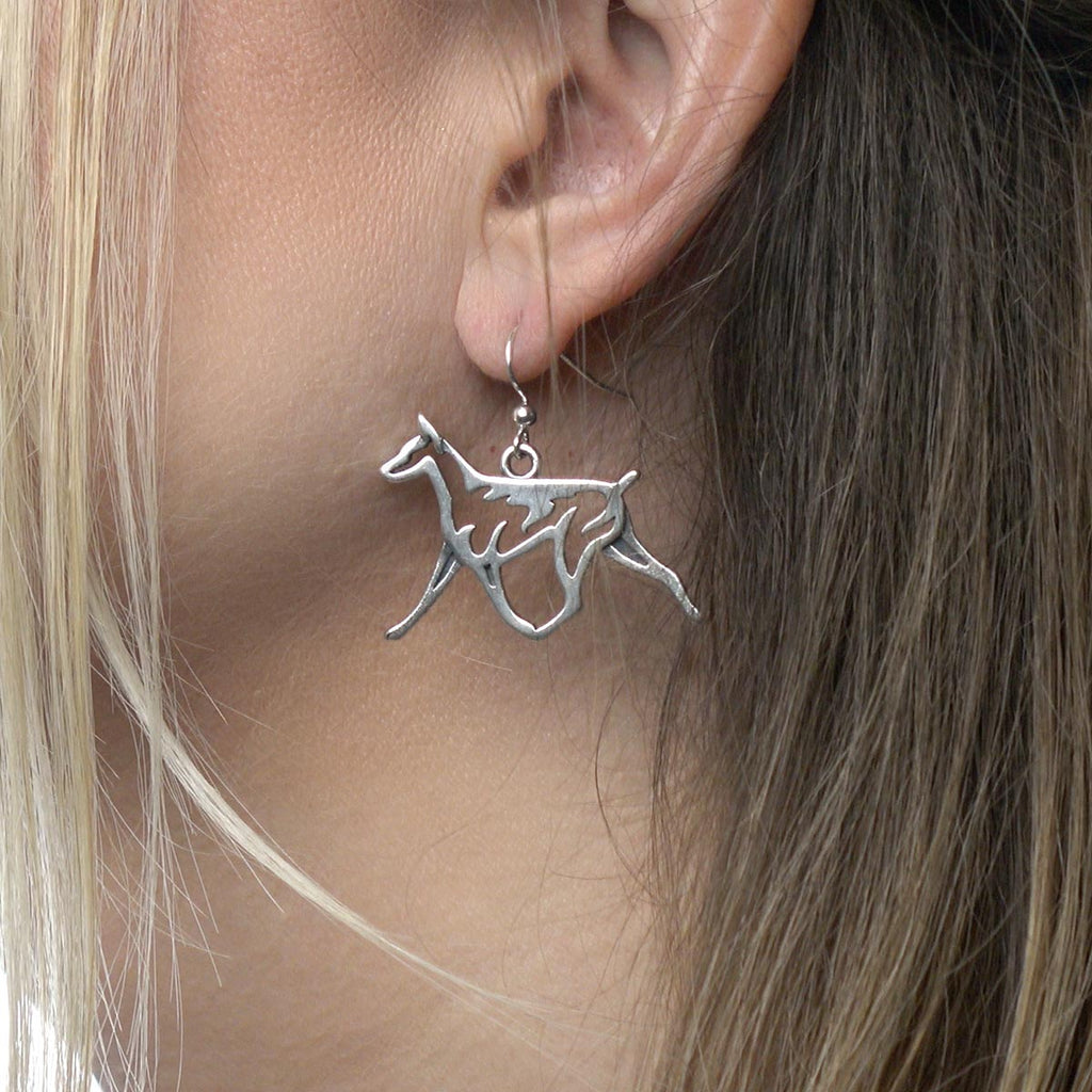 Sterling Silver Doberman Pinscher Dangle Earrings