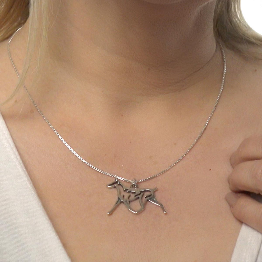 Sterling Silver Doberman Pinscher Necklace Pendant
