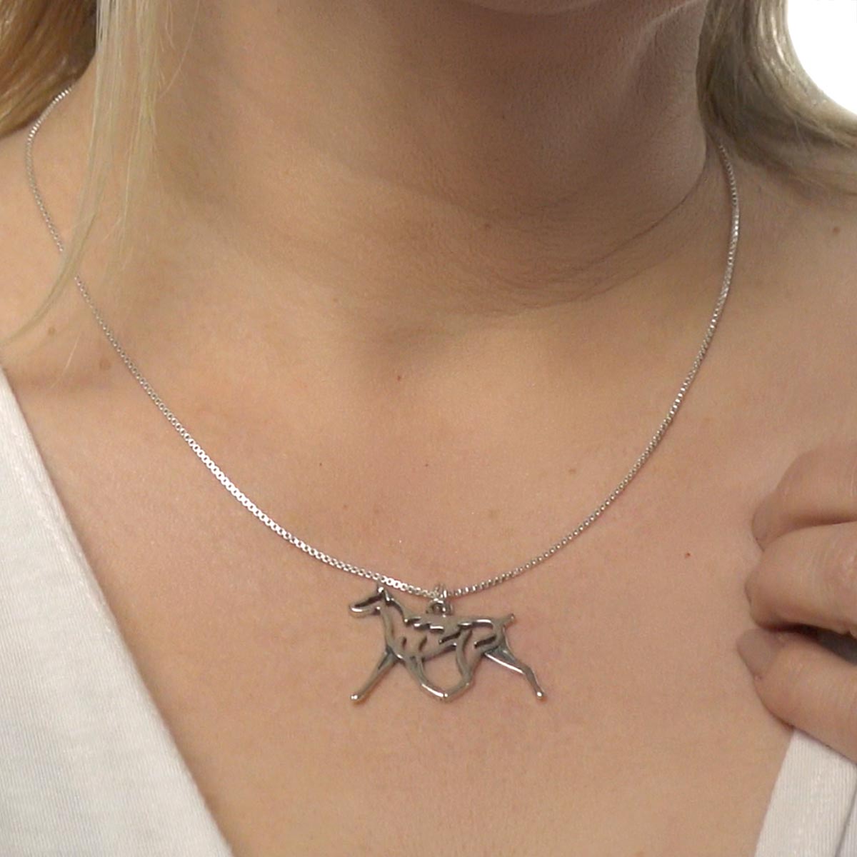 Sterling Silver Doberman Pinscher Necklace Pendant