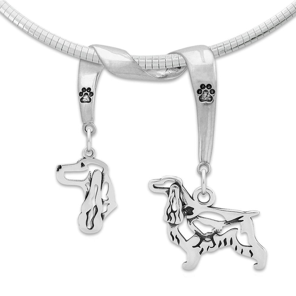 English Cocker Spaniel Luxury Necklace in Sterling Silver