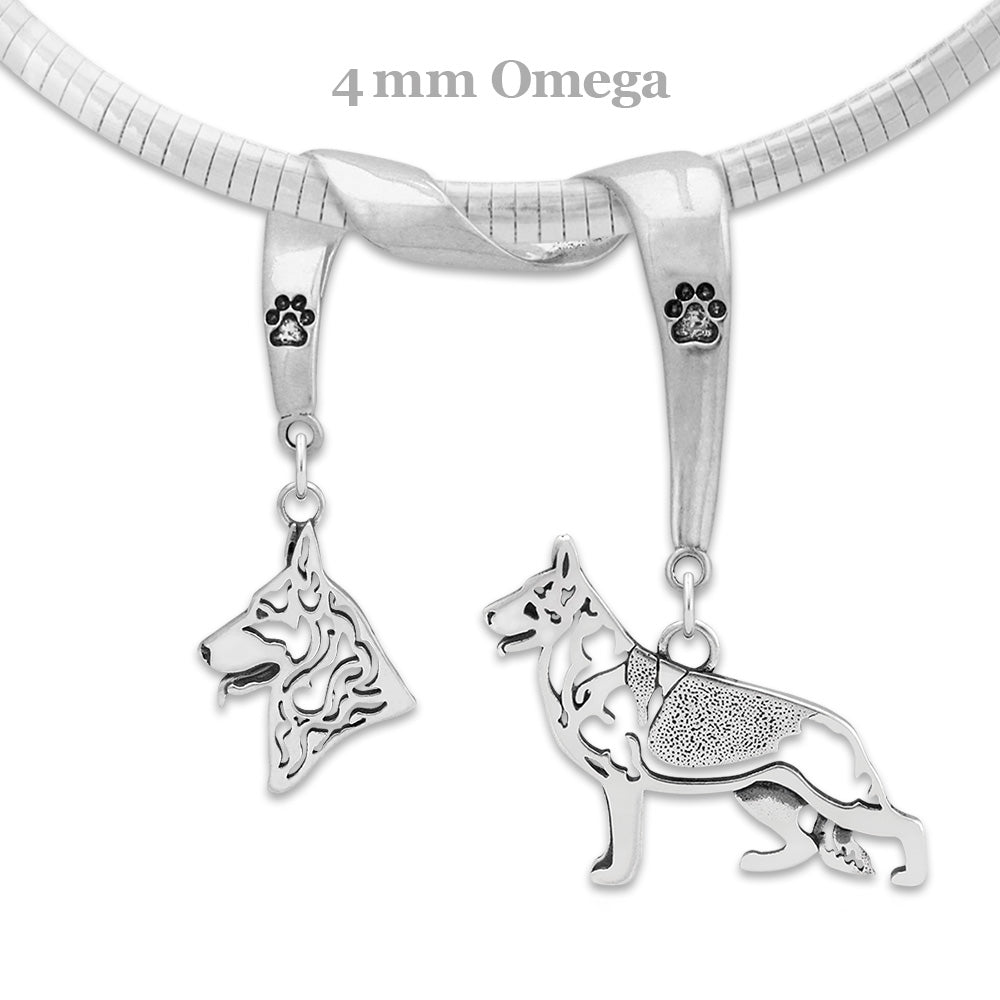 German Shepherd Luxury Necklace in Sterling Silver