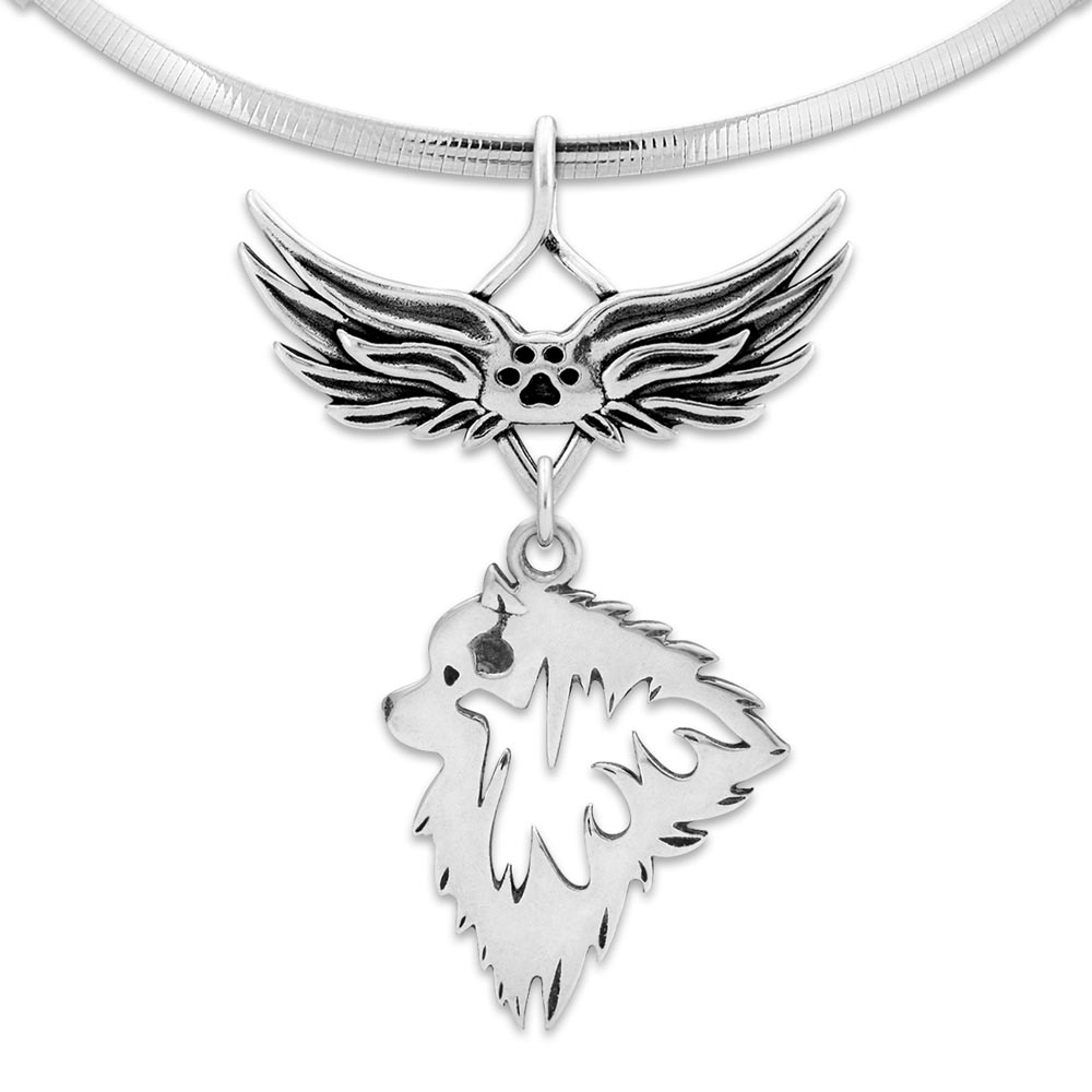 Keeshond Angel Wing Necklace