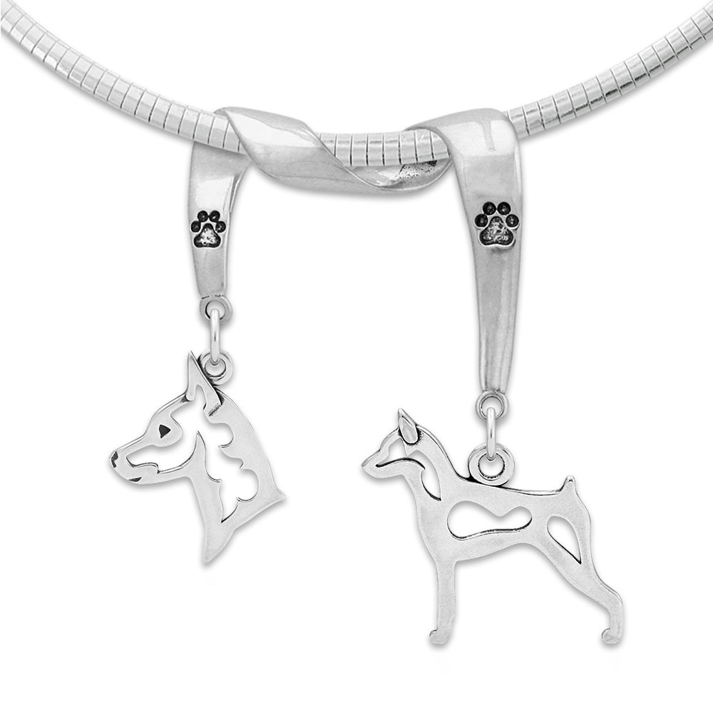Miniature Pinscher Luxury Necklace in Sterling Silver