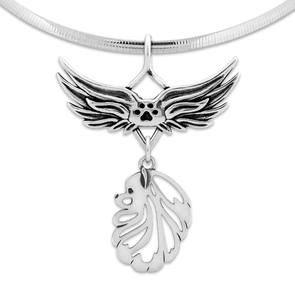 Pomeranian Angel Wing Necklace
