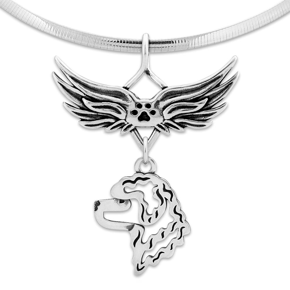 Portuguese Water Dog Angel Wing Necklace