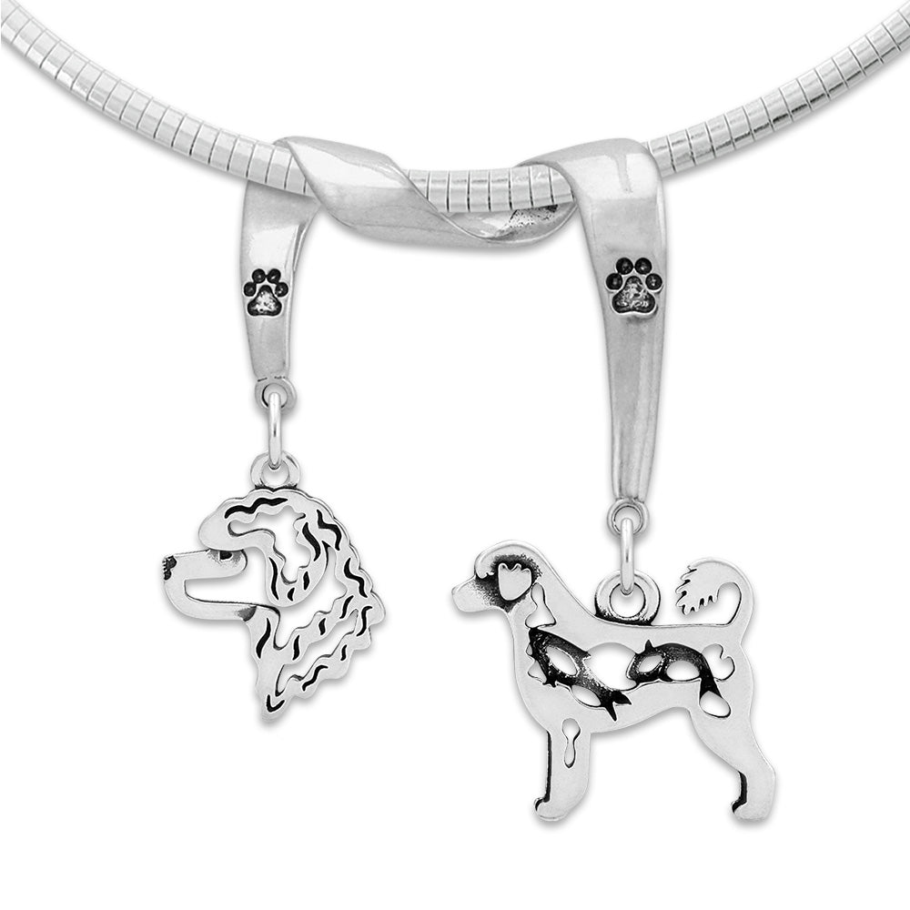 Portuguese Water Dog Luxury Necklace in Sterling Silver