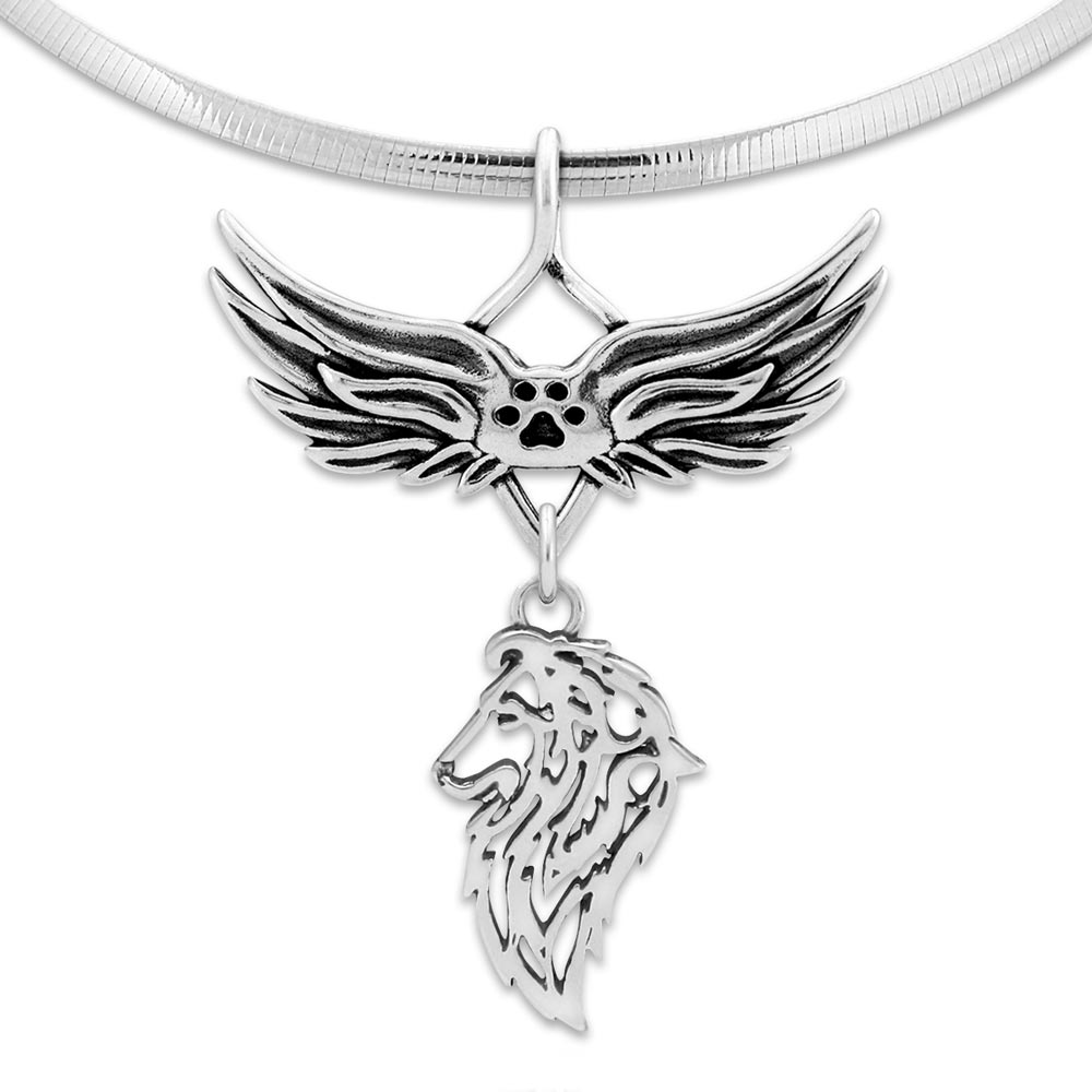 Shetland Sheepdog Angel Wing Necklace