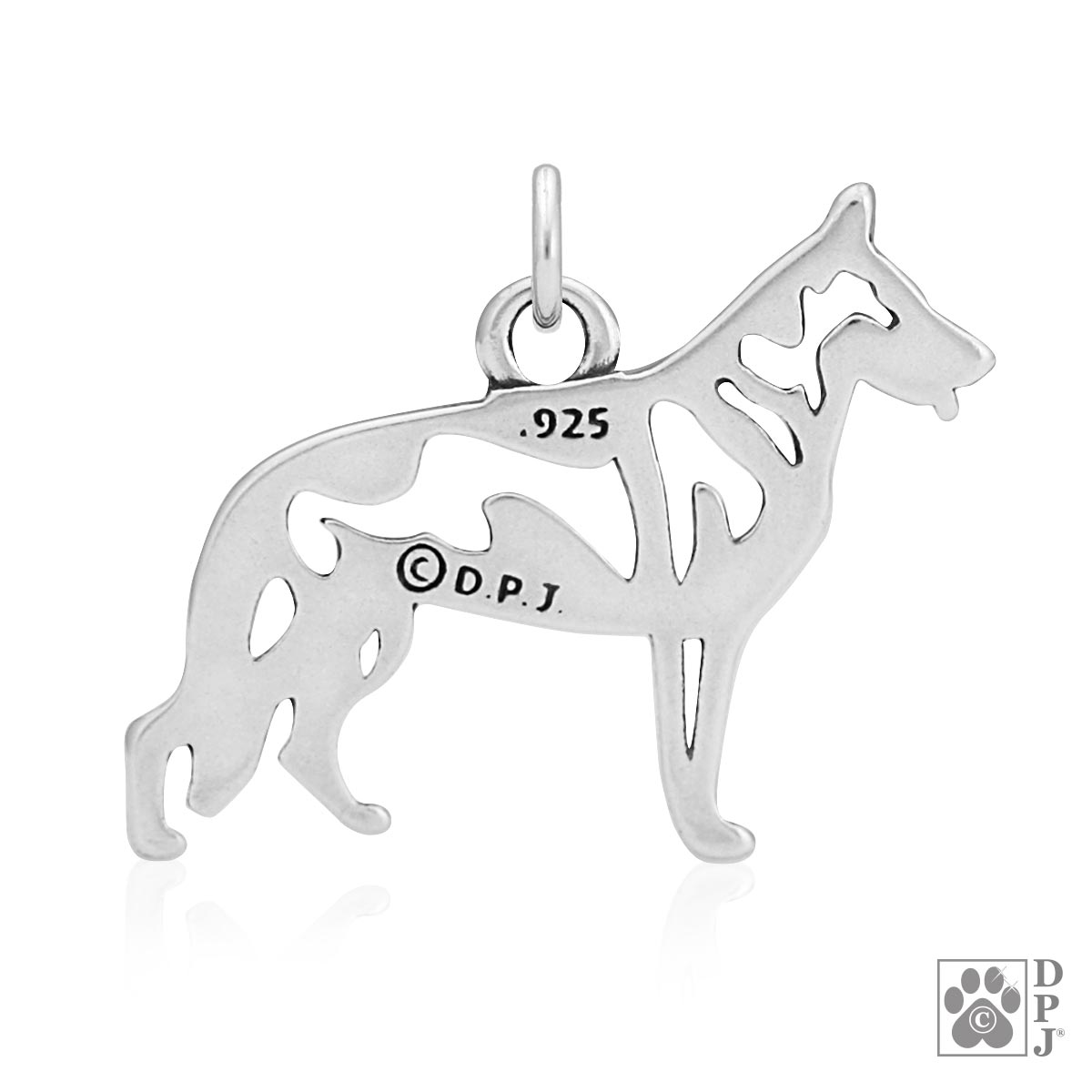 German Shepherd Dog Pendant in Sterling Silver