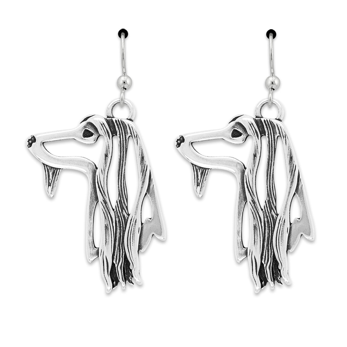 Afghan Hound Earrings in Sterling Silver