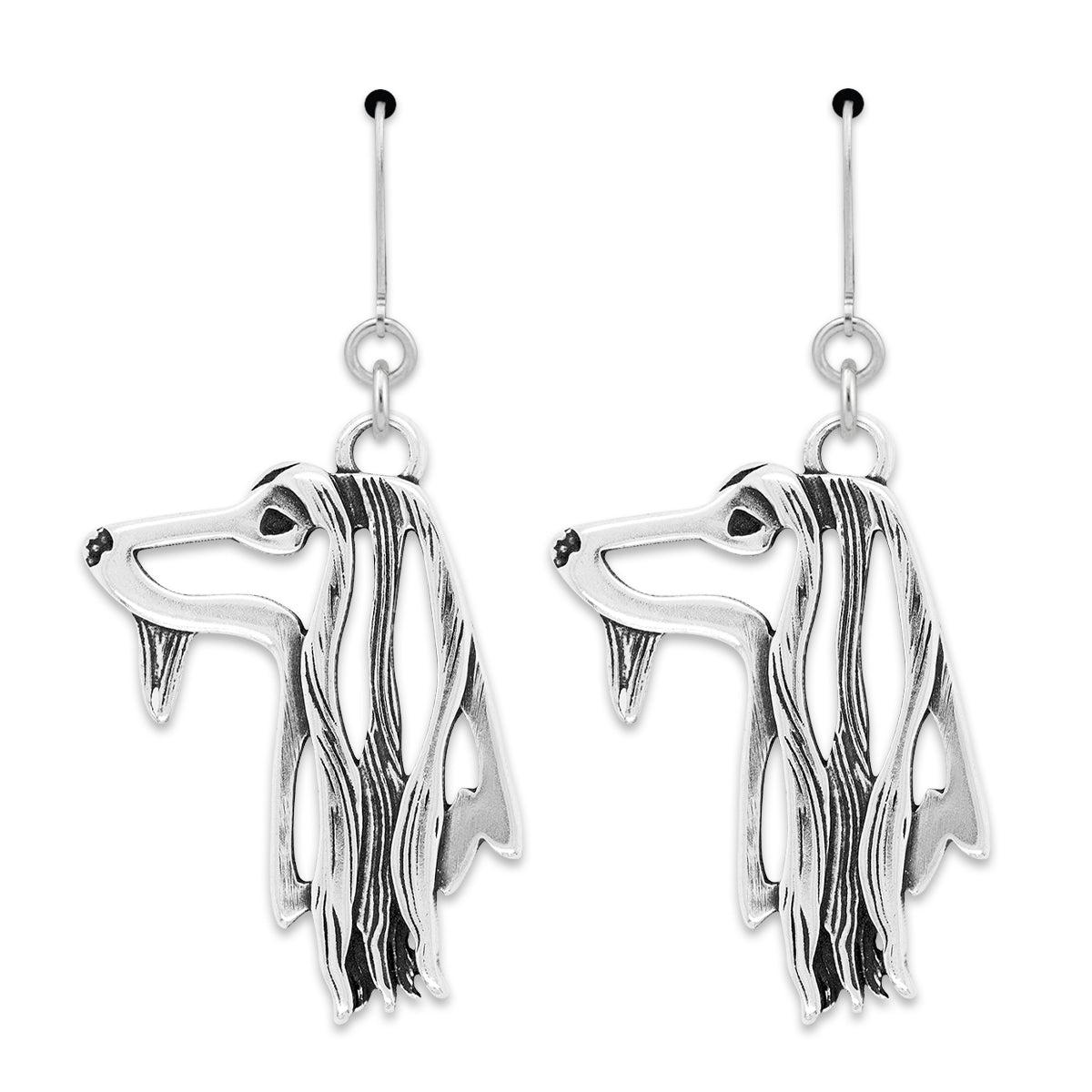 Afghan Hound Earrings in Sterling Silver