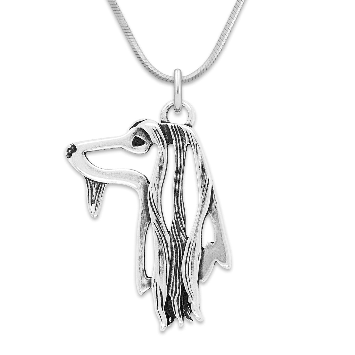 Afghan Hound Necklace in Sterling Silver