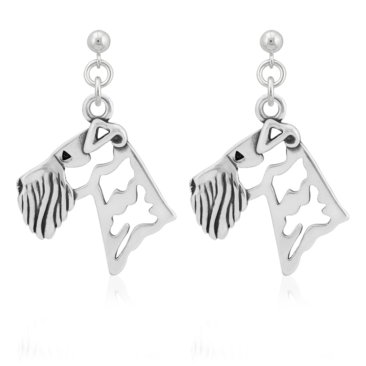 Airedale Terrier Earrings in Sterling Silver