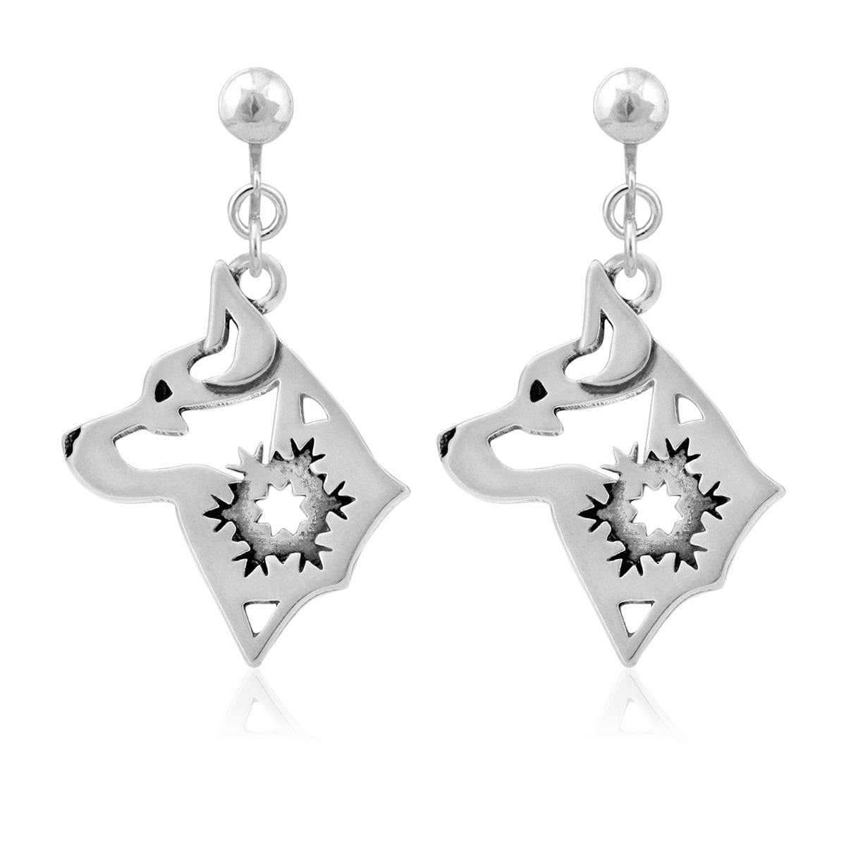 Alaskan Klee Kai Earrings in Sterling Silver