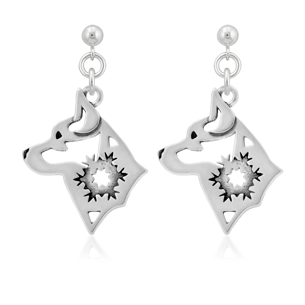 Alaskan Klee Kai Earrings in Sterling Silver