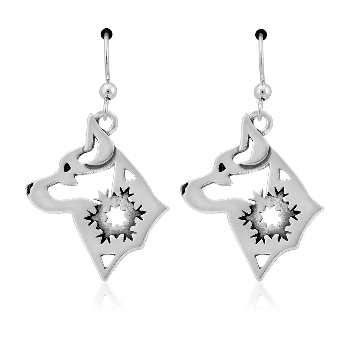 Alaskan Klee Kai Earrings in Sterling Silver