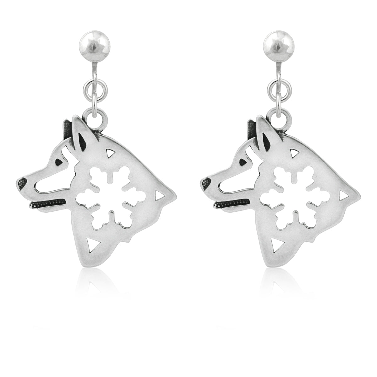 Alaskan Malamute Earrings in Sterling Silver