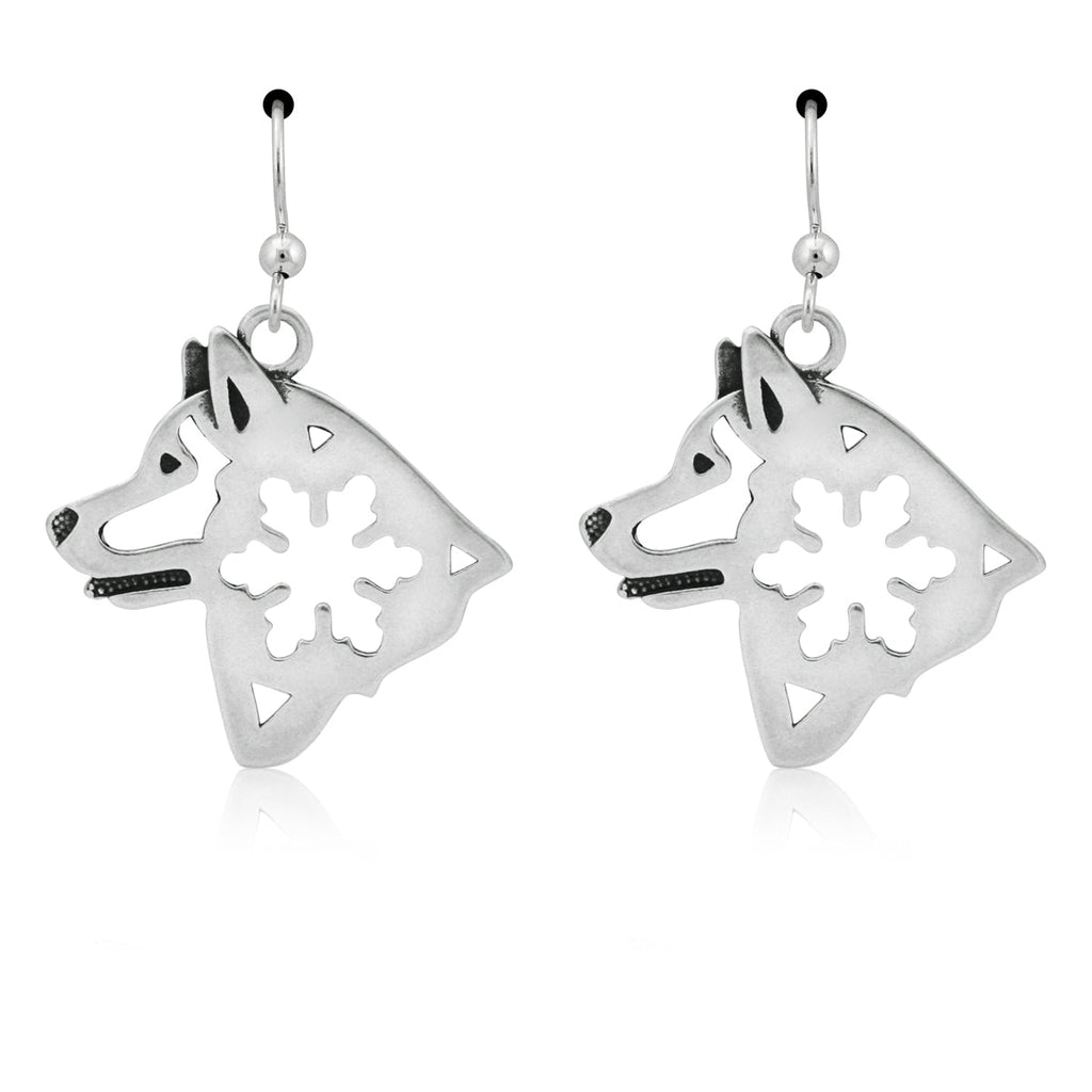 Alaskan Malamute Earrings in Sterling Silver