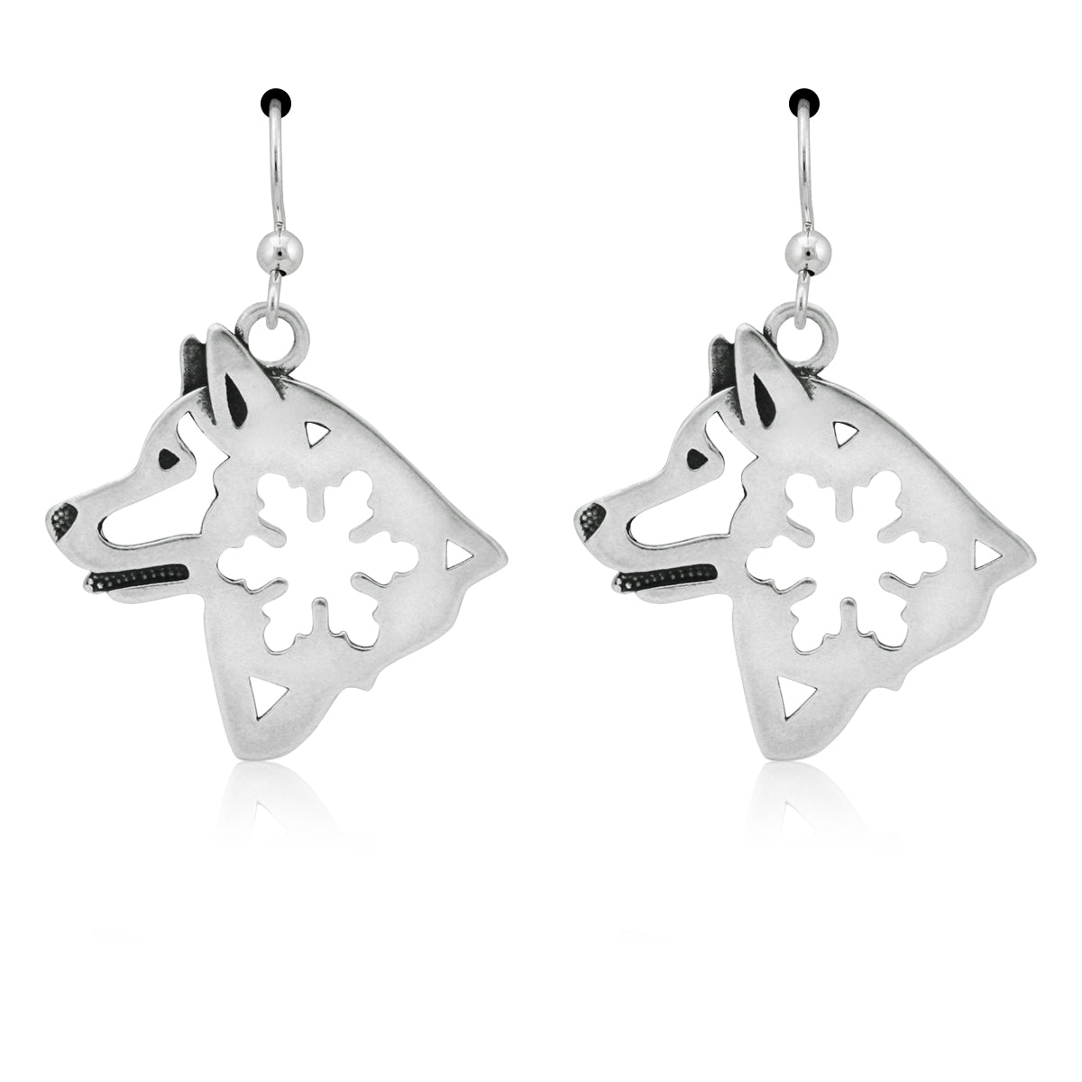 Alaskan Malamute Earrings in Sterling Silver