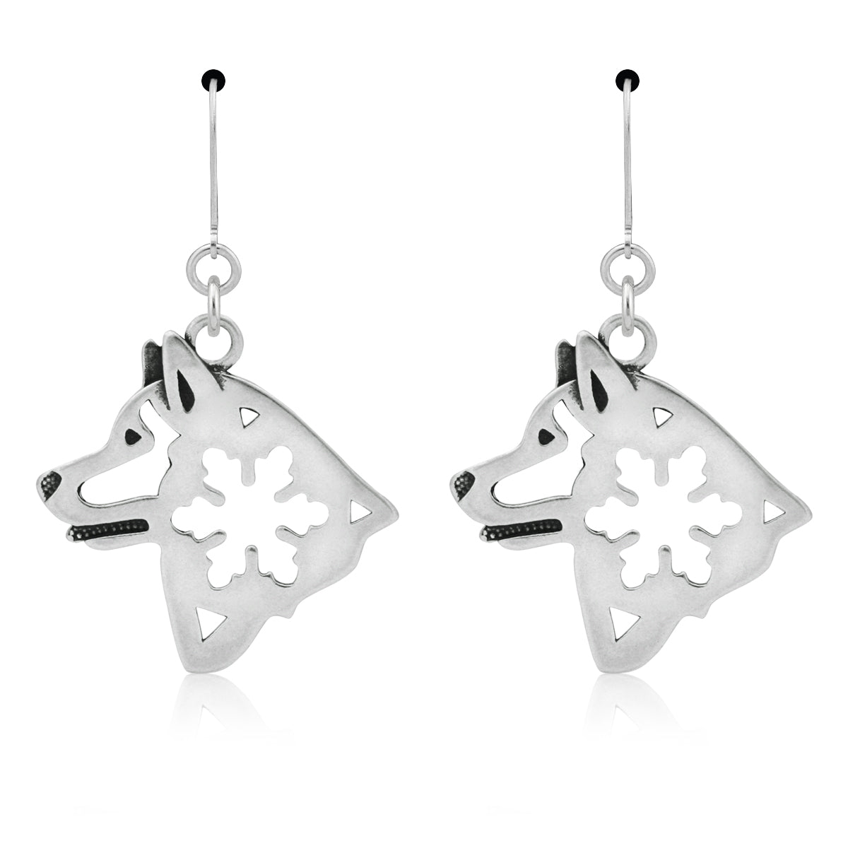 Alaskan Malamute Earrings in Sterling Silver