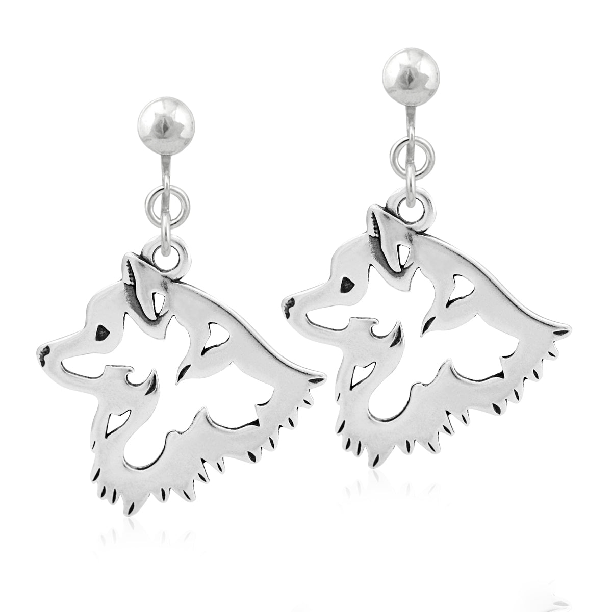 American Eskimo Dog Earrings in Sterling Silver