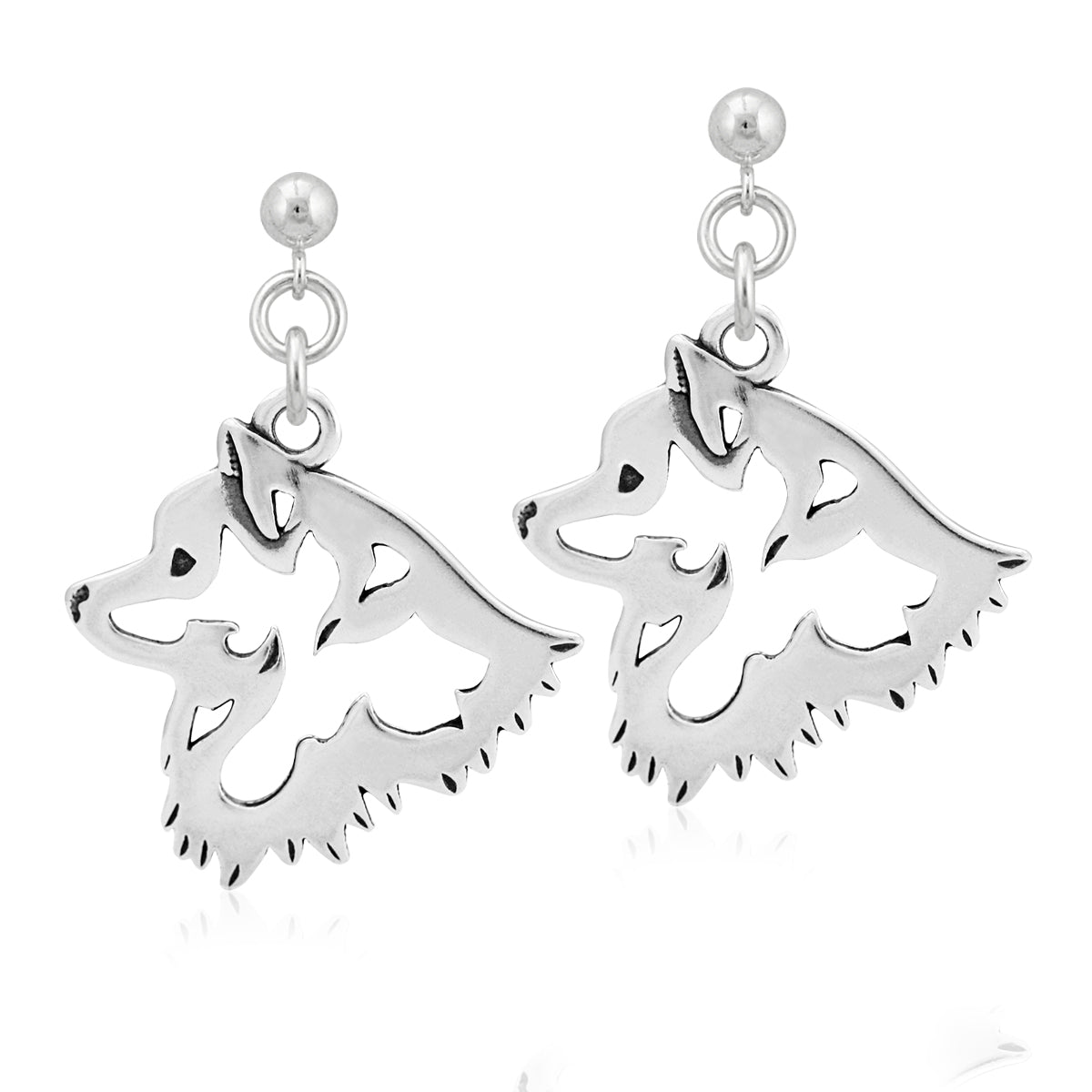 American Eskimo Dog Earrings in Sterling Silver