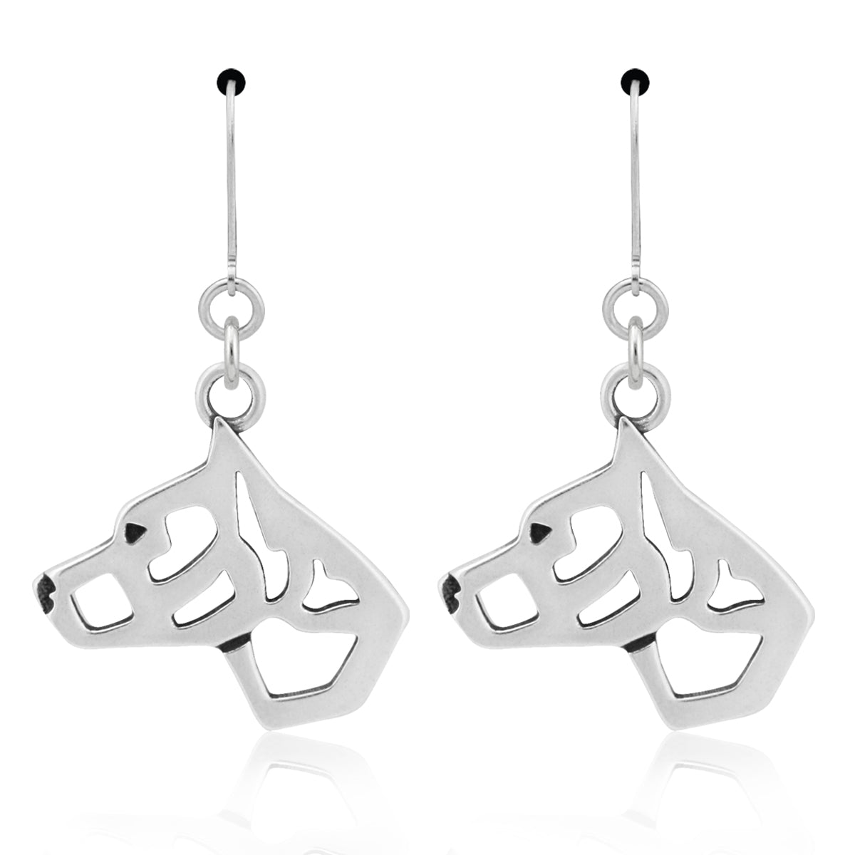 American Staffordshire Terrier Earrings in Sterling Silver, Cropped Ears