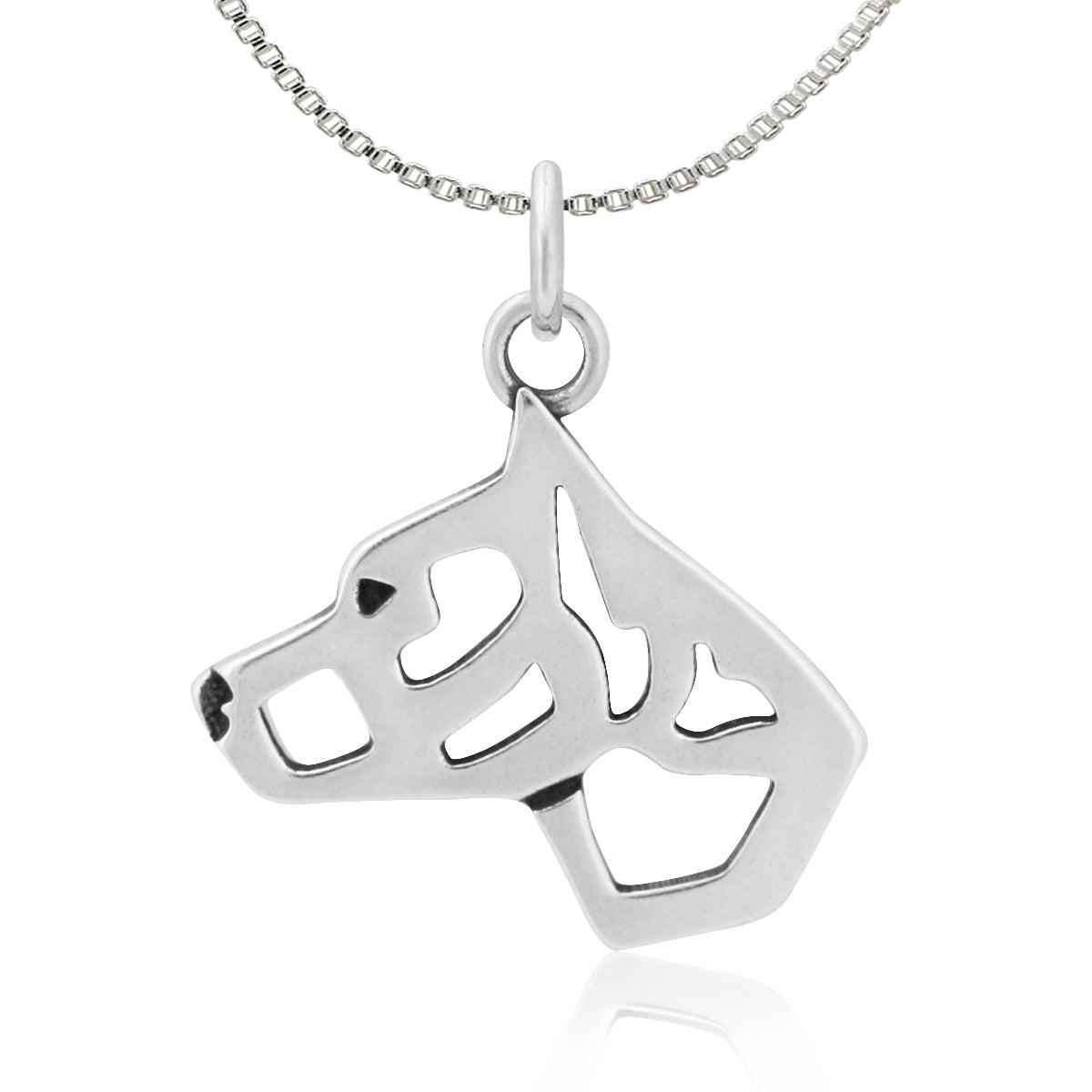 American Staffordshire Terrier Necklace in Sterling Silver, Cropped Ears