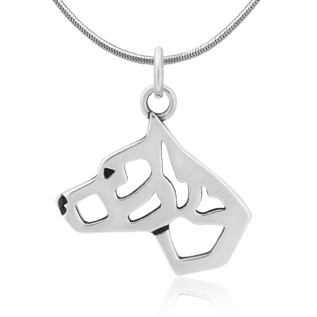 American Staffordshire Terrier Necklace in Sterling Silver, Cropped Ears