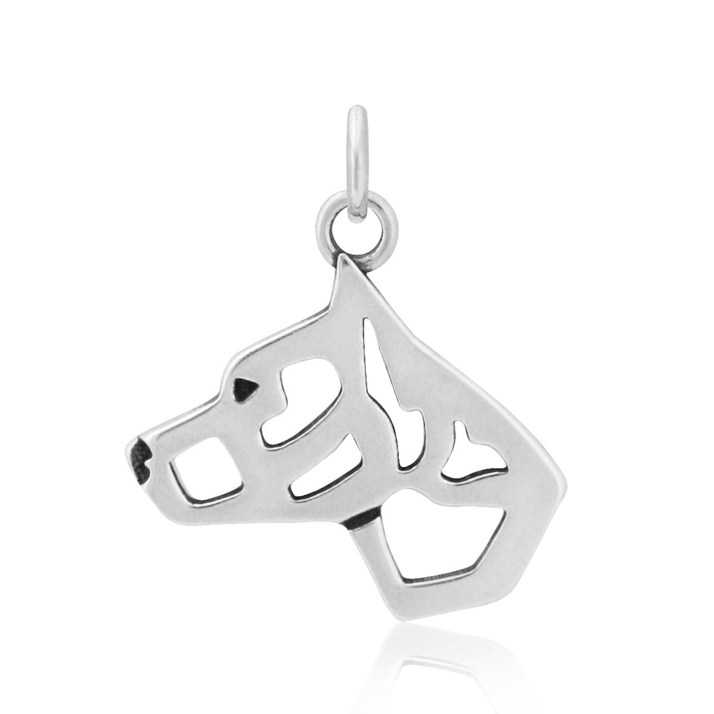 American Staffordshire Terrier Necklace in Sterling Silver, Cropped Ears