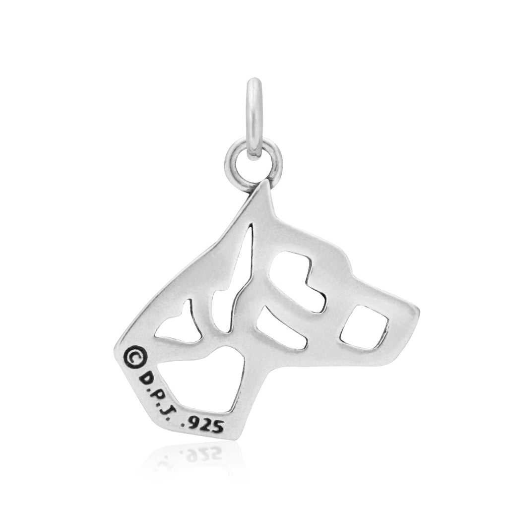 American Staffordshire Terrier Necklace in Sterling Silver, Cropped Ears