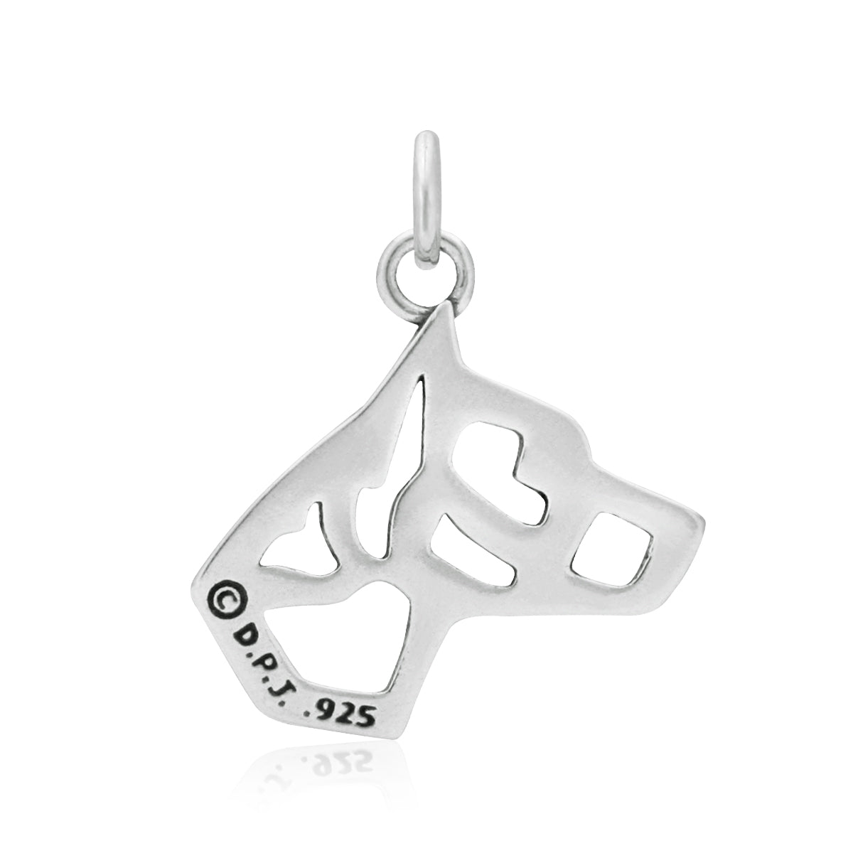 American Staffordshire Terrier Necklace in Sterling Silver, Cropped Ears