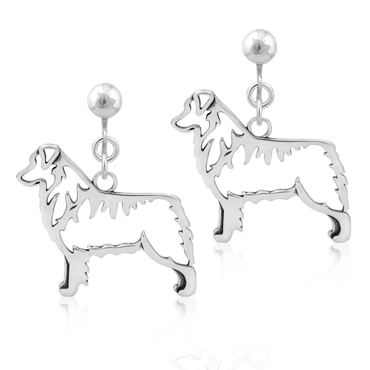 Sterling Silver Australian Shepherd Earrings