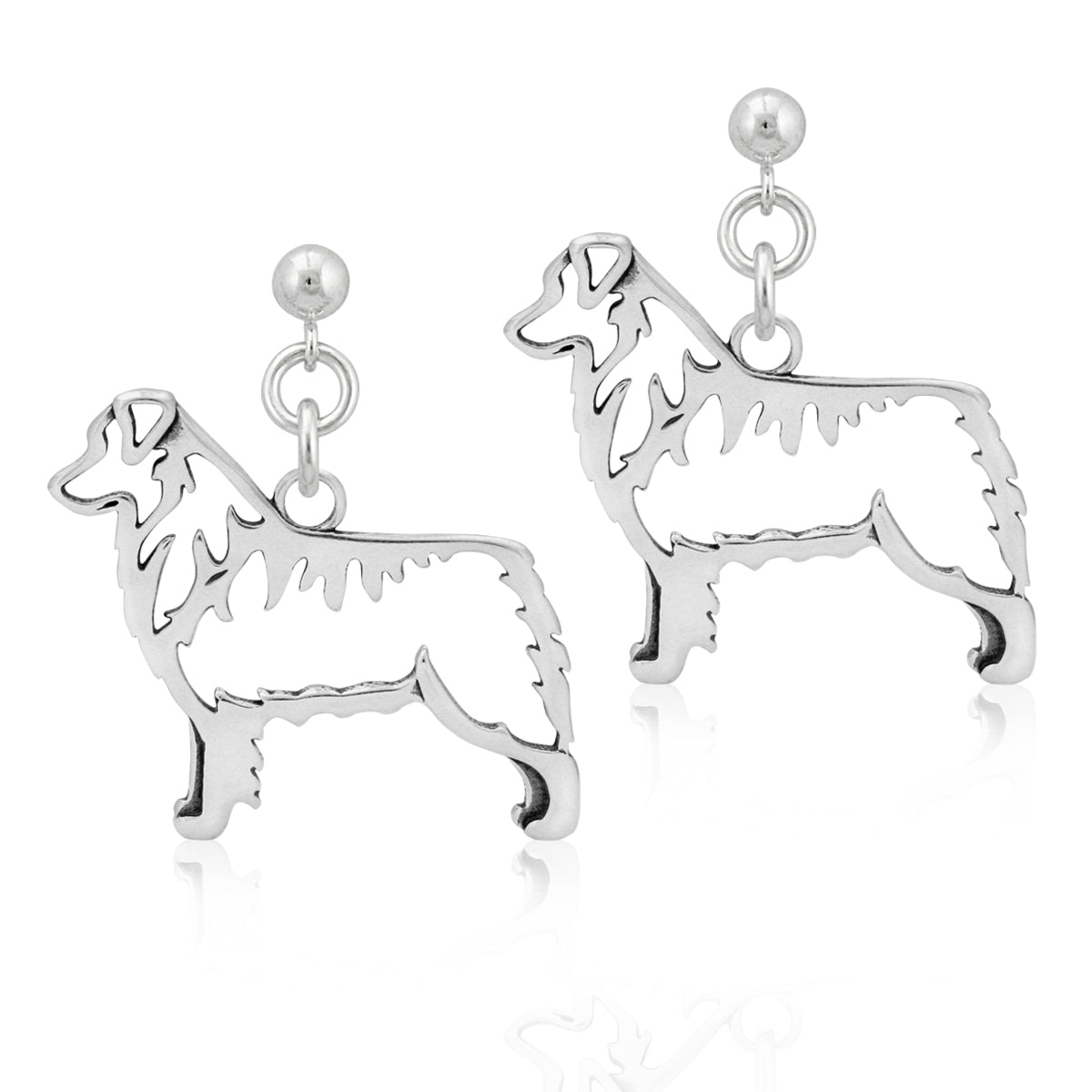 Sterling Silver Australian Shepherd Earrings