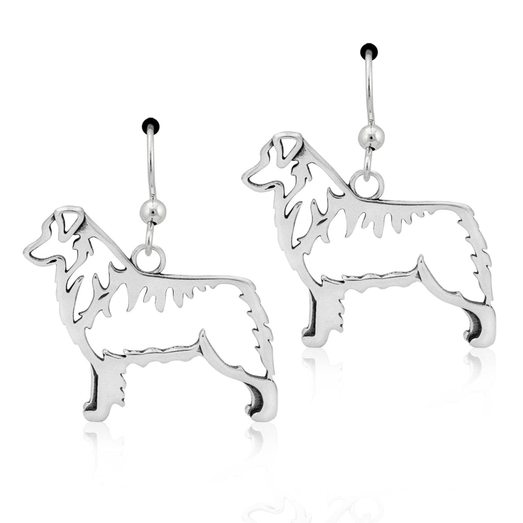Sterling Silver Australian Shepherd Earrings